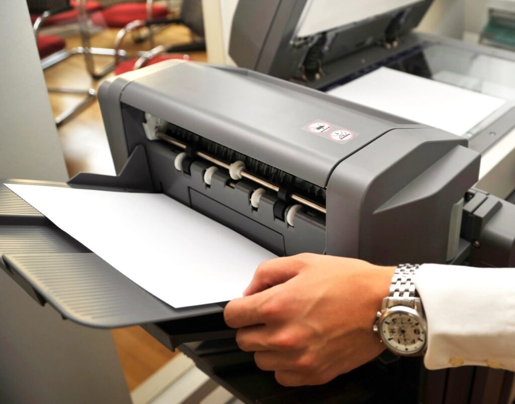 fax copier with copyspace on paper sheet